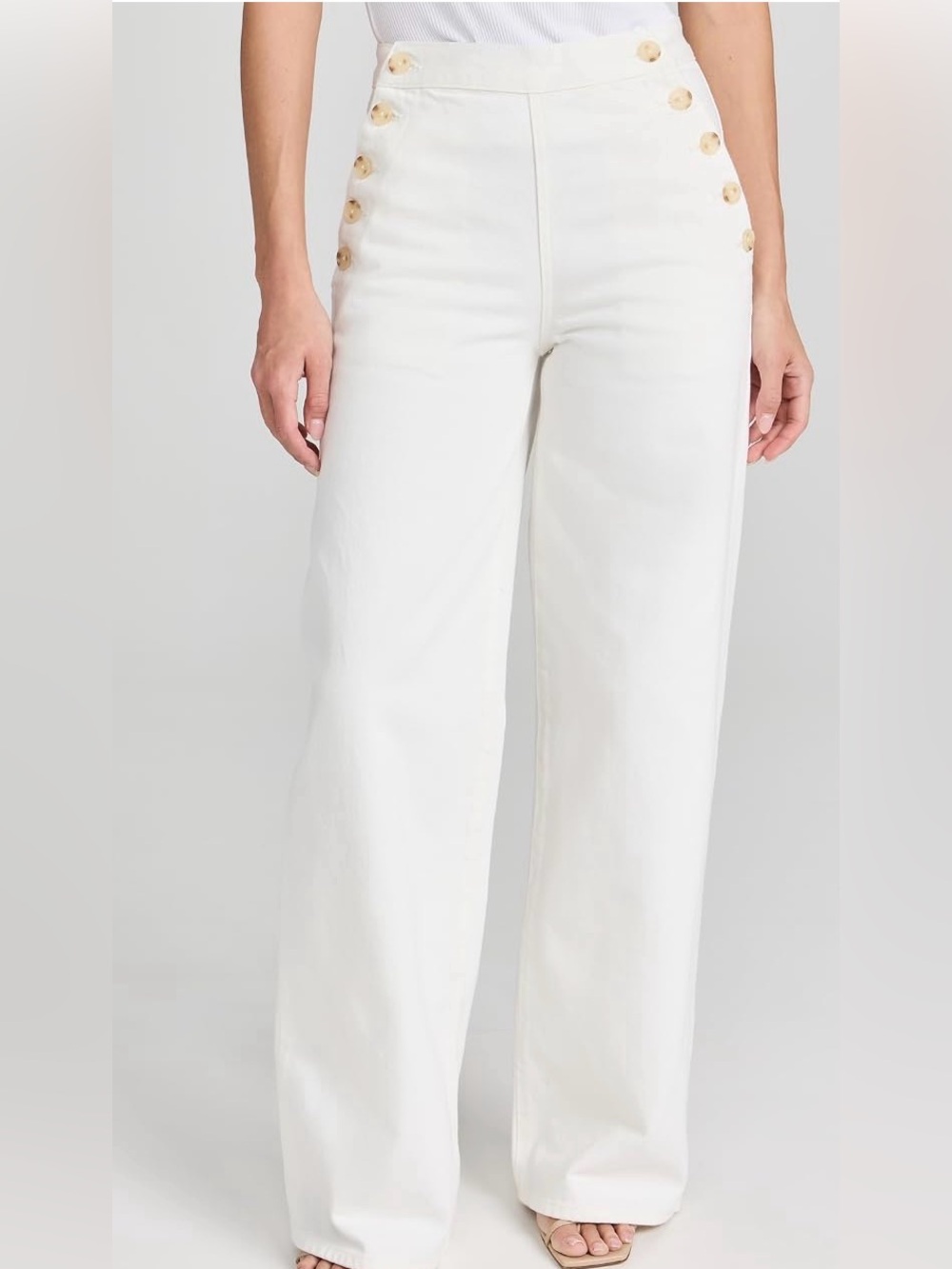 La Ligne Cream Wide-Leg Sailor-Inspired Pants